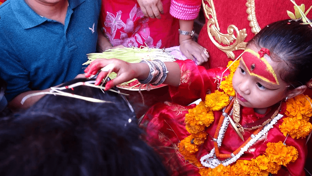 भक्तपुरको मध्यपुर थिमिमा जीवित देवीको दर्शन गर्ने परम्परालाई निरन्तरता दिइयो