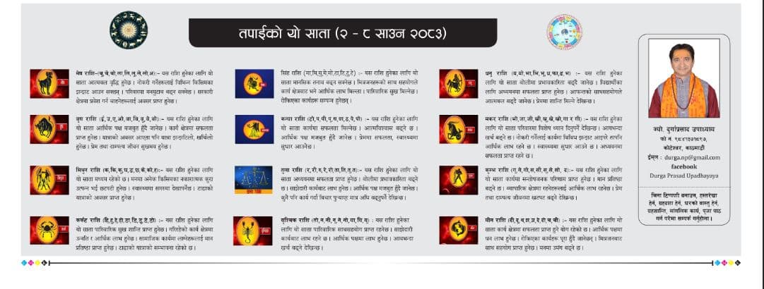 तपाईको यो साता (२ – ८ साउन २०८३)